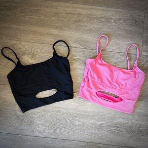 FIVE DANCEWEAR-Black and Pink Cutout Dance Tops